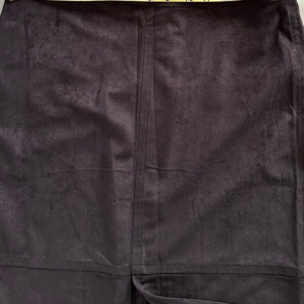 JUSTFAB Womens Size Large Black Faux Suede Skirt Midi Knee Length Front Slit Y2K - Picture 9 of 14